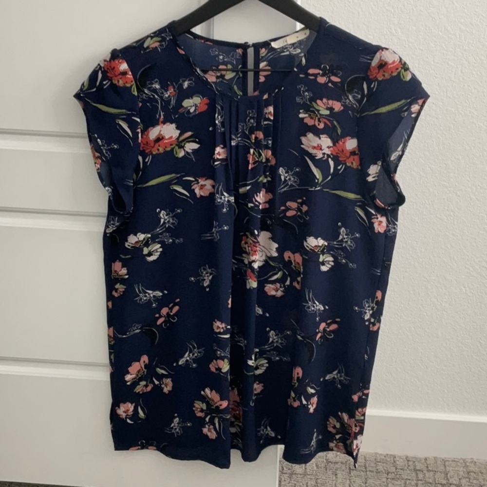 Fun2Fun- Tulip Sleeve Blouse- Navy- Size M